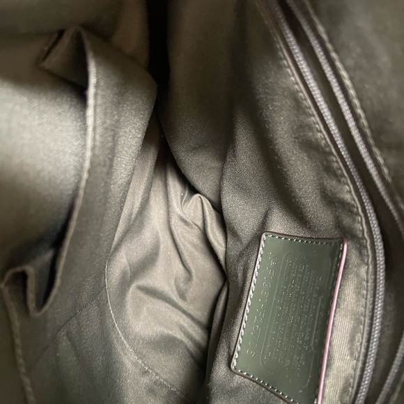 Coach Shoulder Bag- Signature canvas with Green Snakeskin—NEW! - Picture 6 of 10